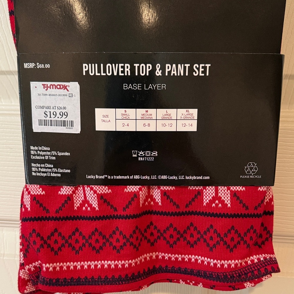 Lucky Brand Red Pullover Top & Pant PJ Set NWT size small - Picture 2 of 4